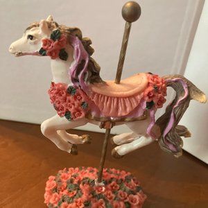 CAROUSEL CREATIONS HORSES BRASS POLE WITH FLOWERS